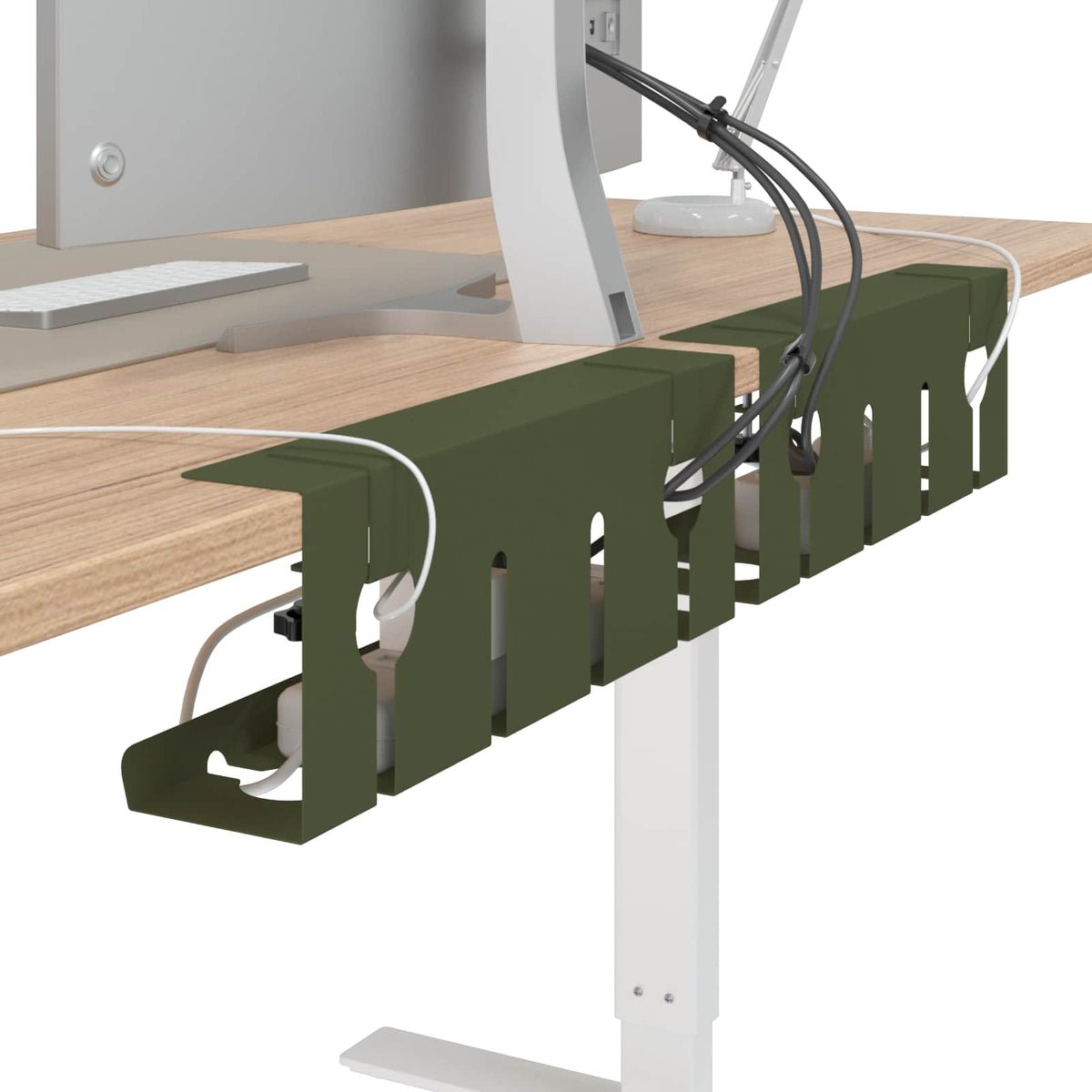 Vidaxl onder bureaublad kabelmanagement tray 2 st olijfgroen
