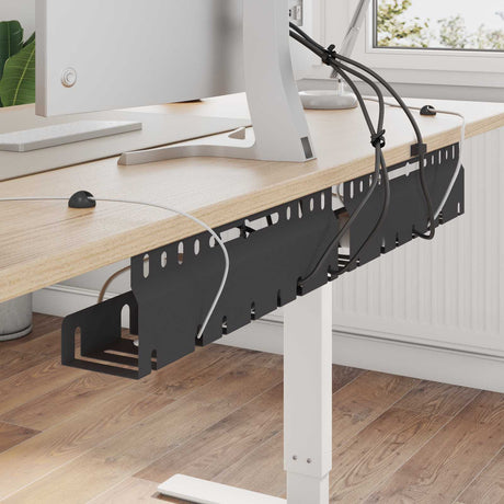 Vidaxl kabelgoot voor onder bureau 2 st zwart 43 x 9 x 11 cm staal