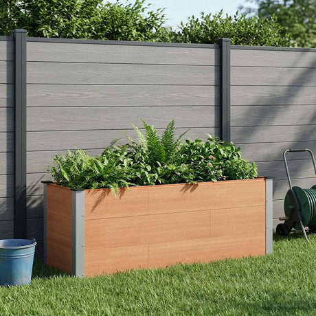 Vidaxl verhoogde plantenbak bruin 150 x 50 x 54 cm wpc en aluminium