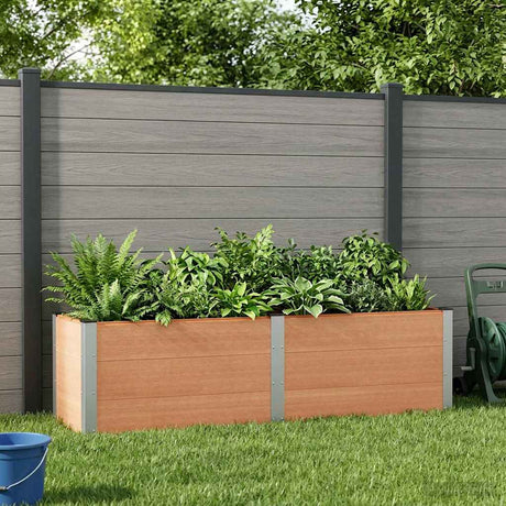 Vidaxl verhoogde plantenbak bruin 200 x 50 x 54 cm wpc en aluminium