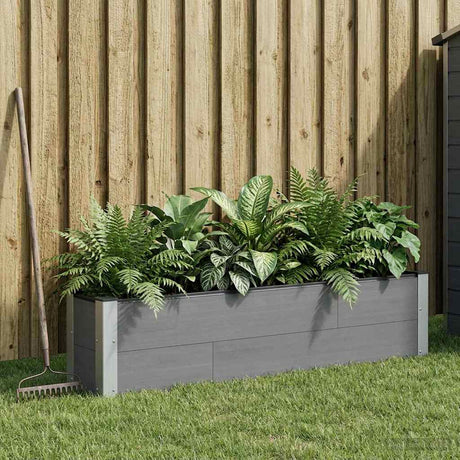 Vidaxl verhoogde plantenbak grijs 150 x 30 x 36 cm wpc en aluminium