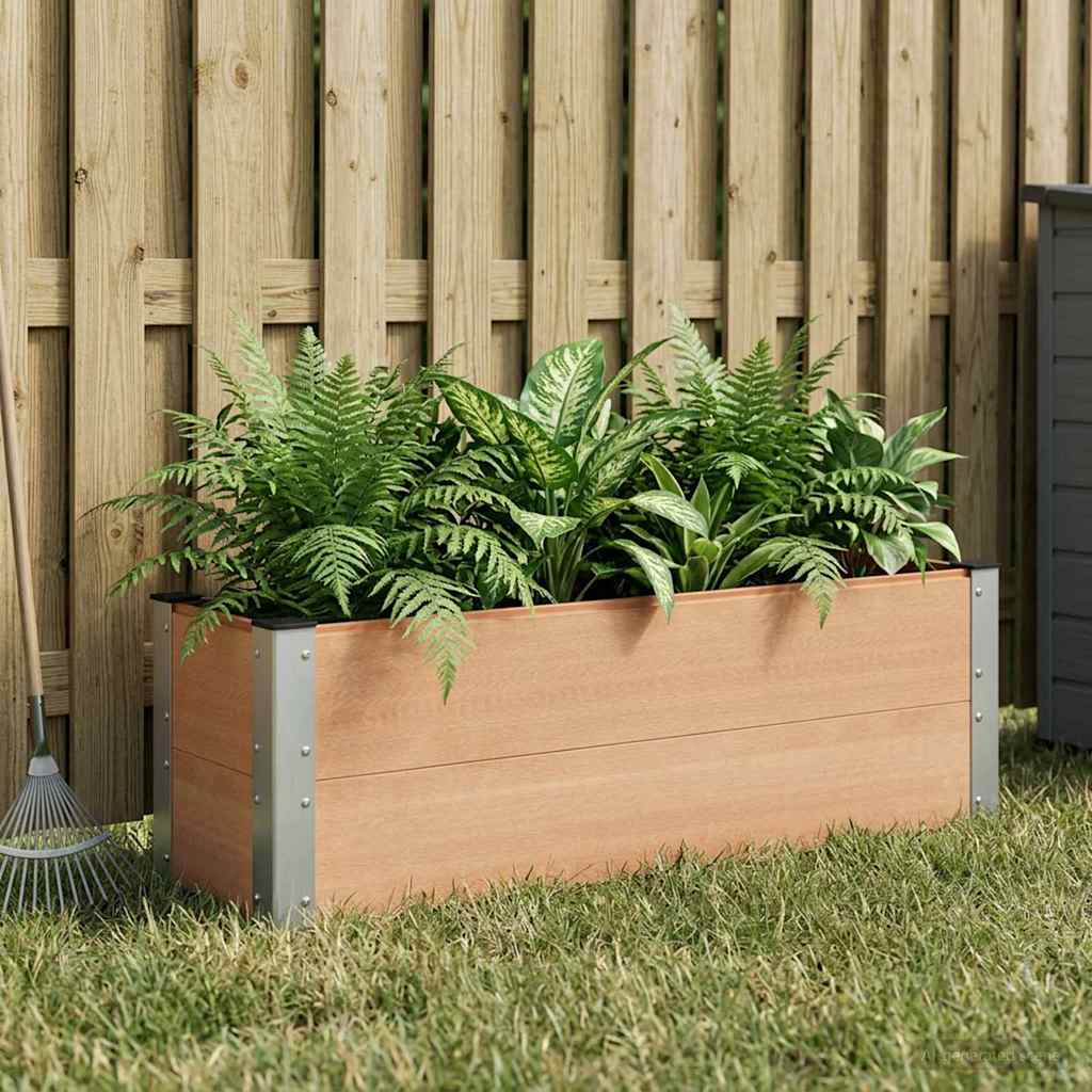 Vidaxl verhoogde plantenbak bruin 100 x 30 x 72 cm wpc en aluminium