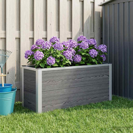 Vidaxl verhoogde plantenbak grijs 100 x 30 x 42 cm wpc en aluminium