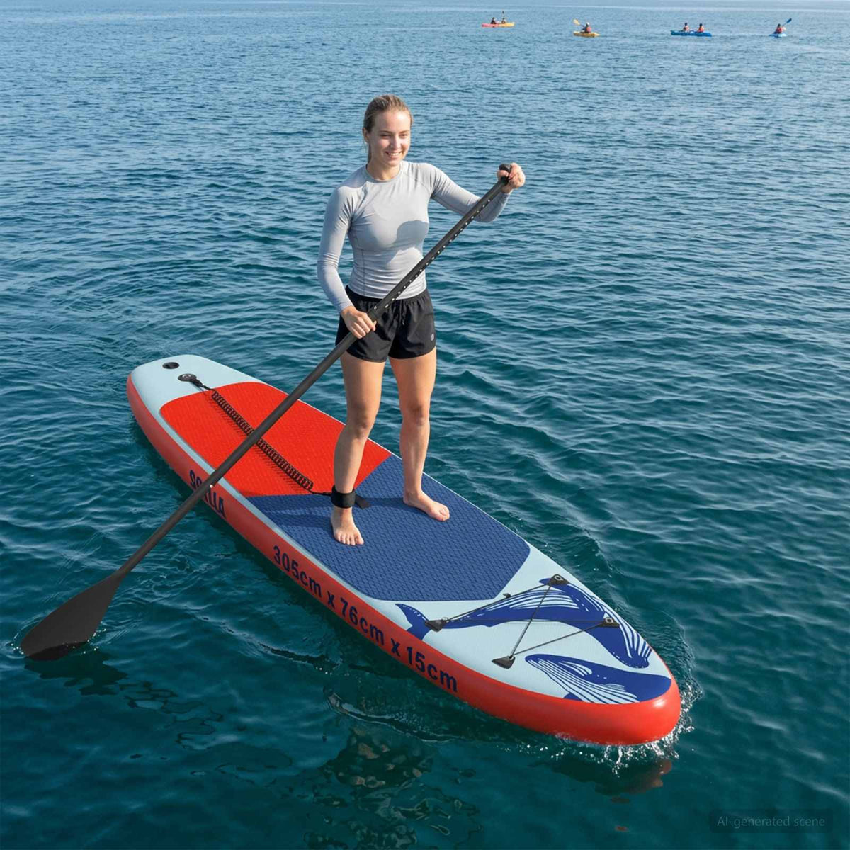 Vidaxl opblaasbaar stand up paddle board scylla 305 x 76 x 15 cm blauw