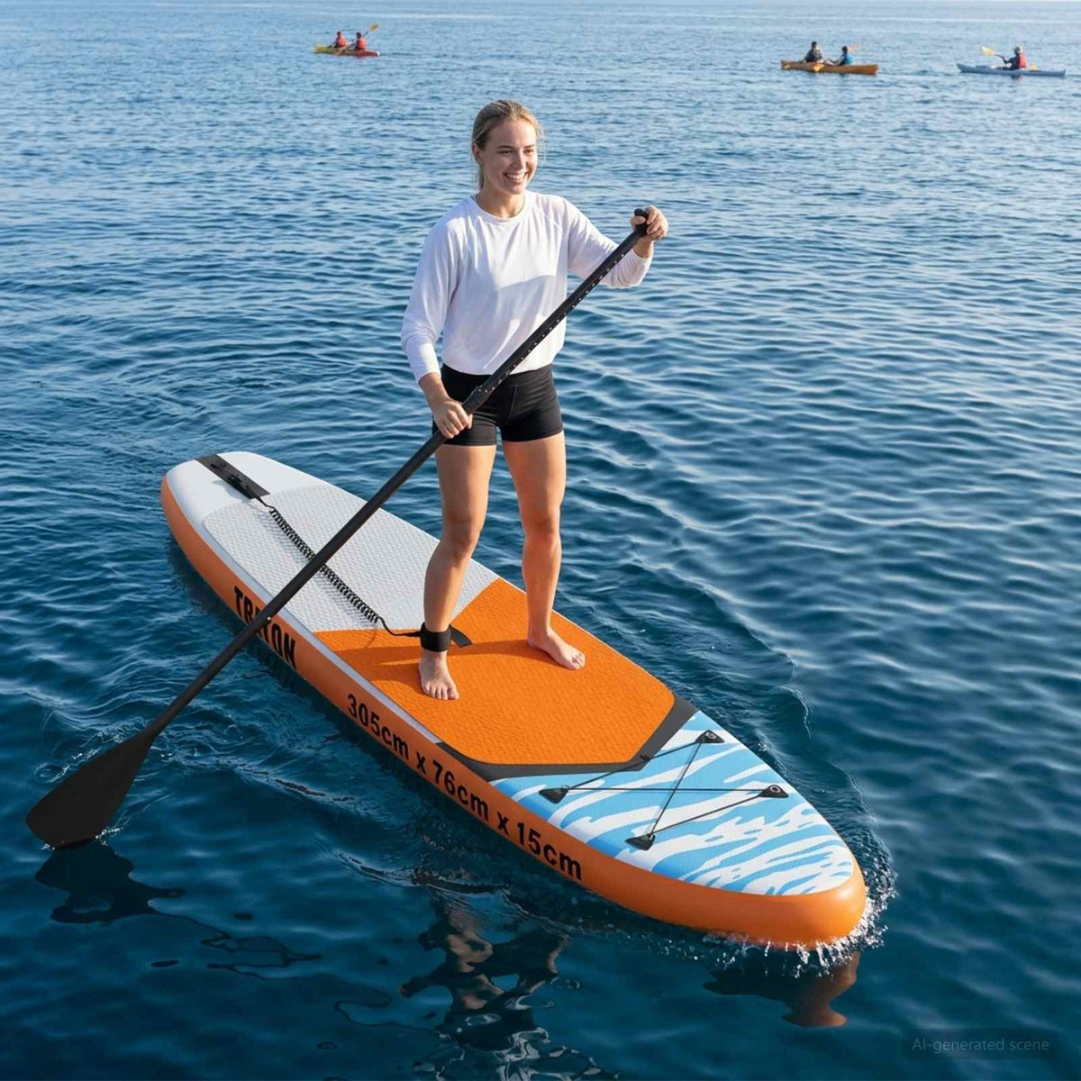 Vidaxl opblaasbaar stand up paddle board triton 305 x 76 x 15 cm blauw