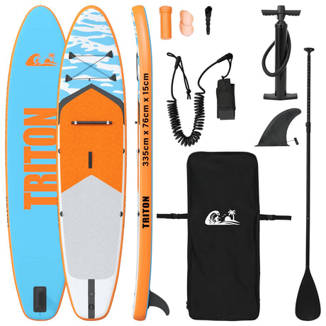 Vidaxl opblaasbaar stand up paddle board triton 335 x 76 x 15 cm blauw
