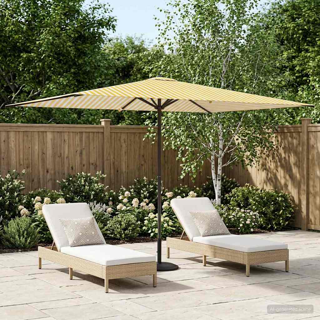 Vidaxl tuinparasol 200 x 300 cm polyester rechthoekig geel en wit