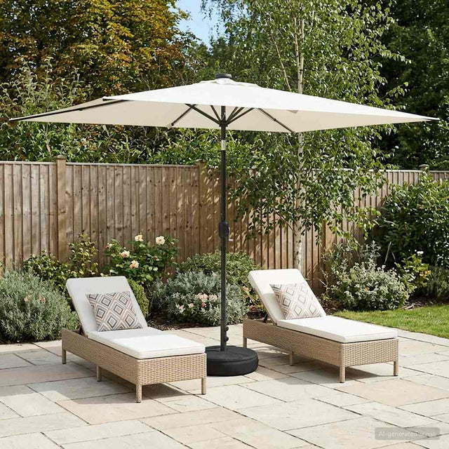 Vidaxl tuinparasol met led-lampen en voet 200 x 300 cm polyester