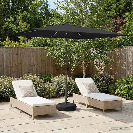Vidaxl tuinparasol met led-lampen en voet 200 x 300 cm polyester