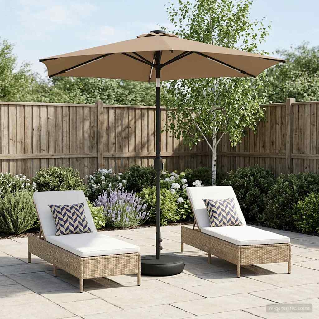 Vidaxl tuinparasol met led-lampen en voet 230 x 230 cm polyester taupe