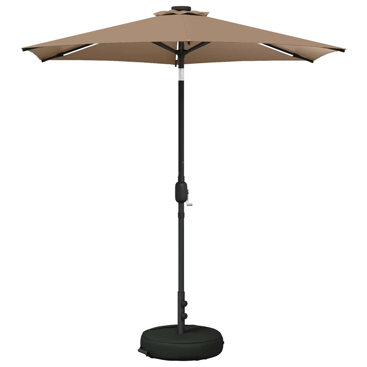 Vidaxl tuinparasol met led-lampen en voet 230 x 230 cm polyester taupe