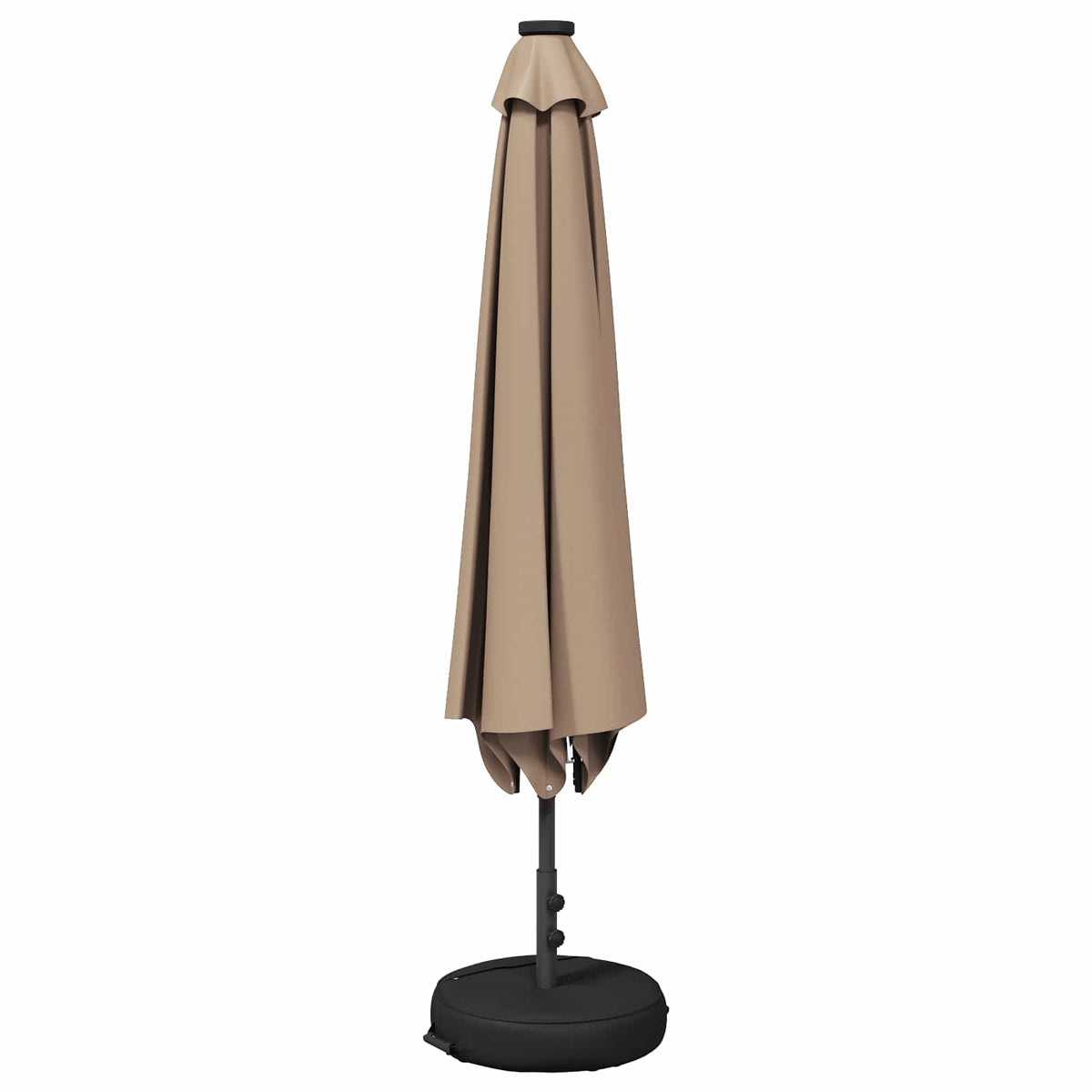 Vidaxl tuinparasol met led-lampen en voet 230 x 230 cm polyester taupe