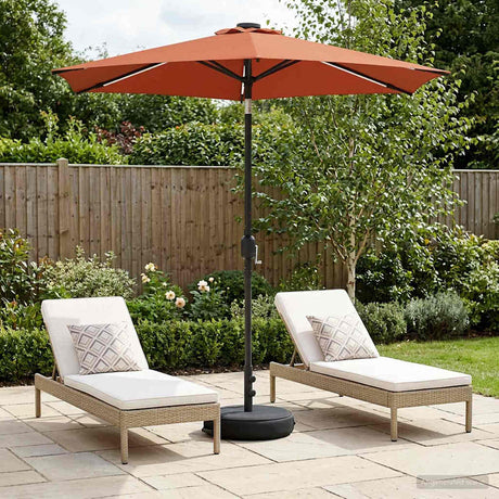 Vidaxl tuinparasol met led-lampen en voet 2,3 x 2,3 m polyester