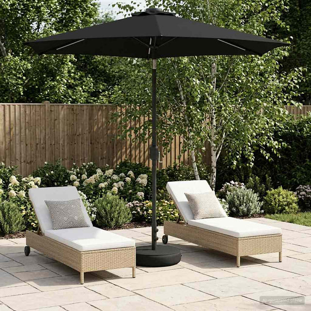 Vidaxl tuinparasol met led-lampen en voet 2,3 x 2,3 m polyester zwart