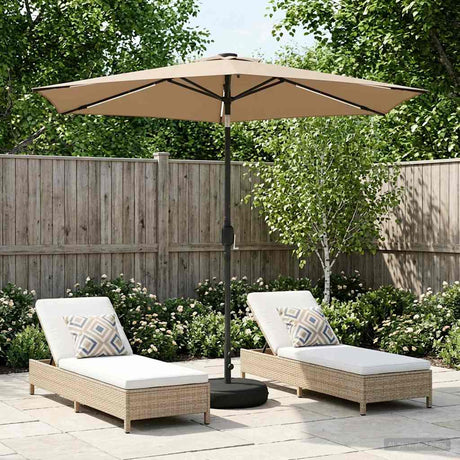 Vidaxl tuinparasol met led-lampen en voet 270 x 270 cm polyester taupe