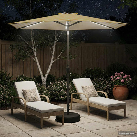 Vidaxl tuinparasol met led-lampen en voet 2,7 x 2,7 m polyester
