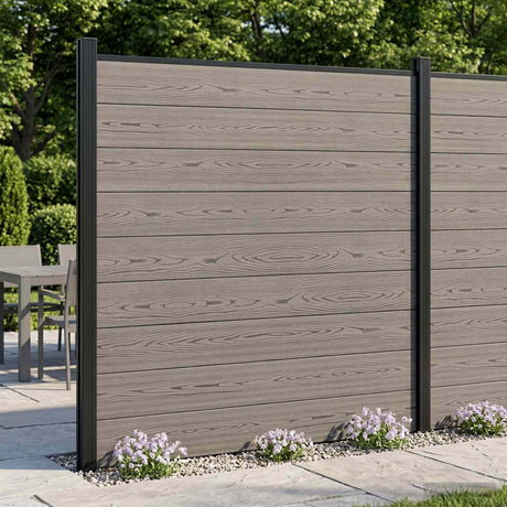 Vidaxl hek set 175 x 186 cm wpc en aluminium grijs