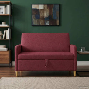 Vidaxl bank met opslag wijnrood 122 x 78 x 87 cm polyester