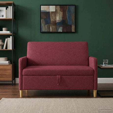 Vidaxl bank met opslag wijnrood 122 x 78 x 87 cm polyester