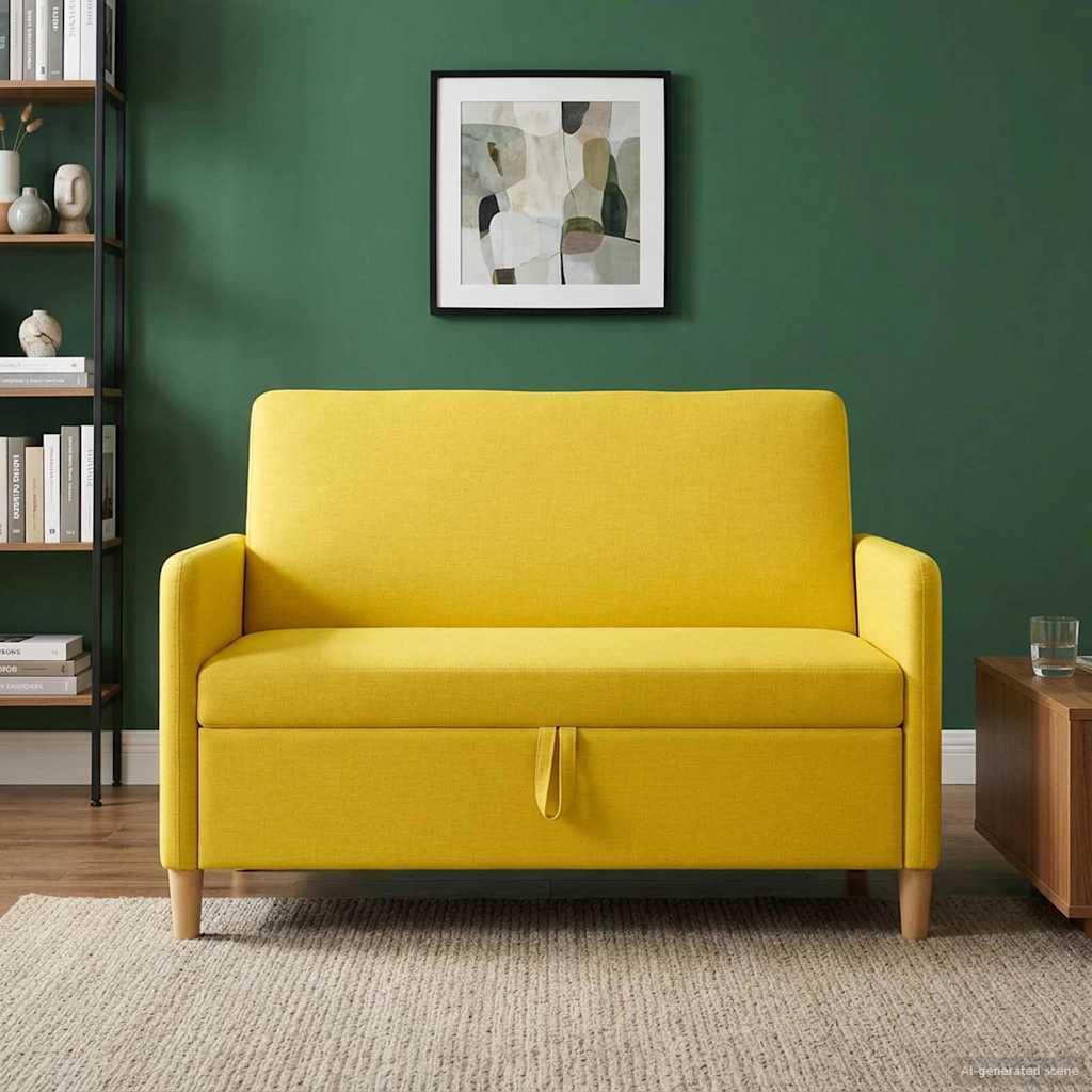 Vidaxl bank met opslag lichtgeel 122 x 78 x 87 cm polyester