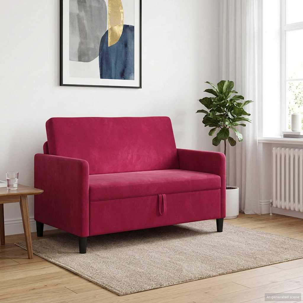 Vidaxl bank met opslag wijnrood 122 x 78 x 87 cm polyester