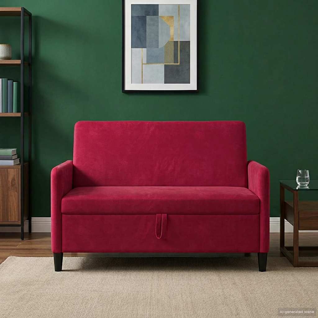 Vidaxl bank met opslag wijnrood 122 x 78 x 87 cm polyester