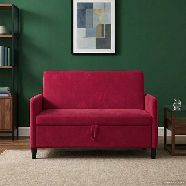 Vidaxl bank met opslag wijnrood 122 x 78 x 87 cm polyester