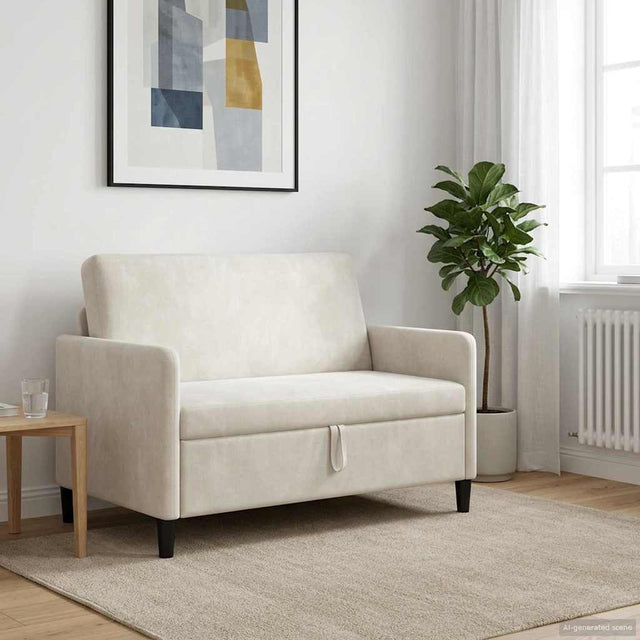 Vidaxl bank met opslag crèmekleurig 122 x 78 x 87 cm polyester