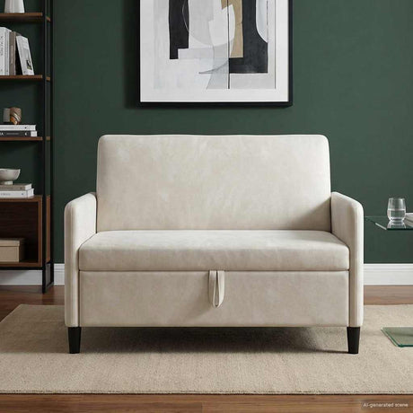 Vidaxl bank met opslag crèmekleurig 122 x 78 x 87 cm polyester