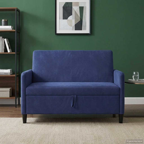 Vidaxl bank met opslag politieblauw 122 x 78 x 87 cm polyester