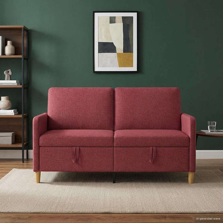 Vidaxl bank met opslag wijnrood 152 x 78 x 87 cm polyester