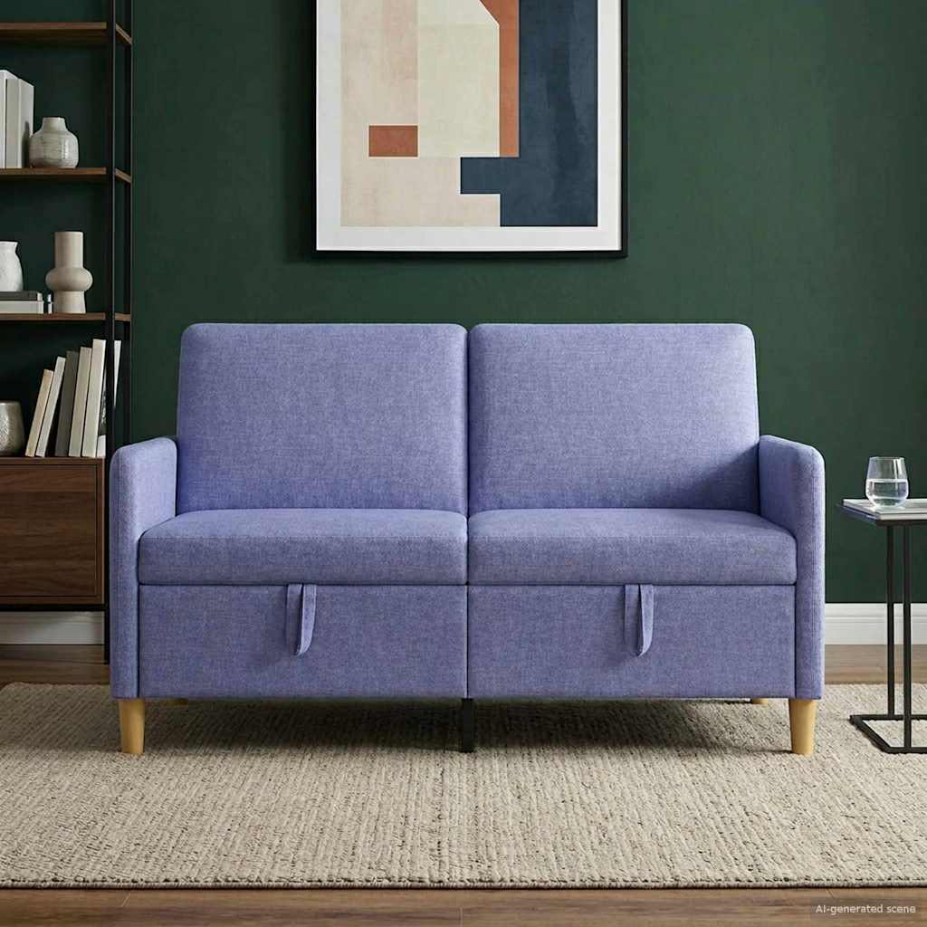 Vidaxl bank met opslag jeans blauw 152 x 78 x 87 cm polyester