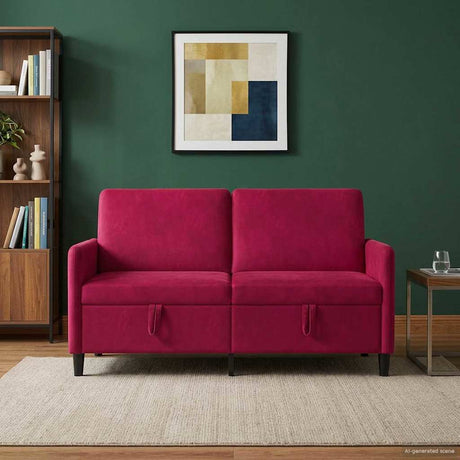 Vidaxl bank met opslag wijnrood 152 x 78 x 87 cm polyester