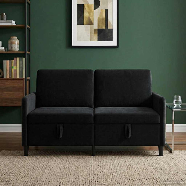 Vidaxl bank met opslag zwart 152 x 78 x 87 cm polyester