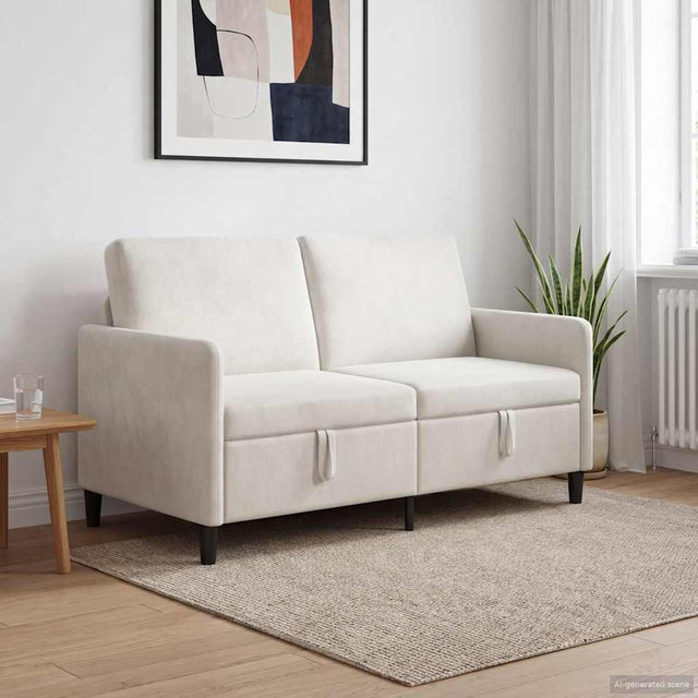 Vidaxl bank met opslag crèmekleurig 152 x 78 x 87 cm polyester