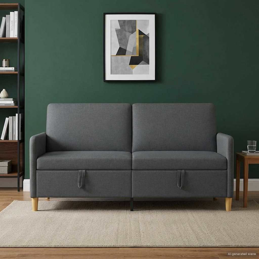 Vidaxl bank met opslag donkergrijs 172 x 78 x 87 cm polyester