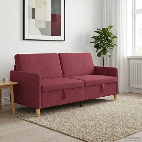 Vidaxl bank met opslag wijnrood 192 x 78 x 87 cm polyester