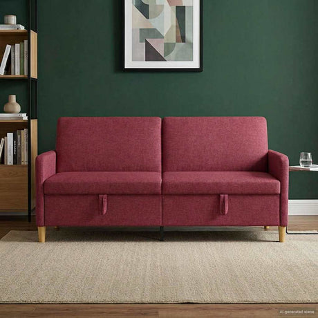 Vidaxl bank met opslag wijnrood 192 x 78 x 87 cm polyester