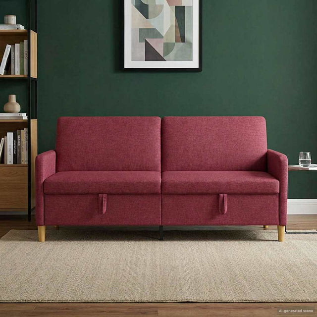 Vidaxl bank met opslag wijnrood 192 x 78 x 87 cm polyester