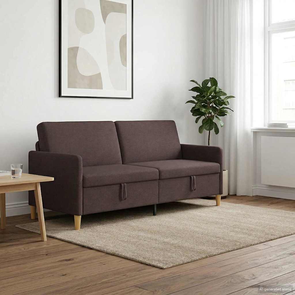 Vidaxl bank met opslag donkerbruin 192 x 78 x 87 cm polyester