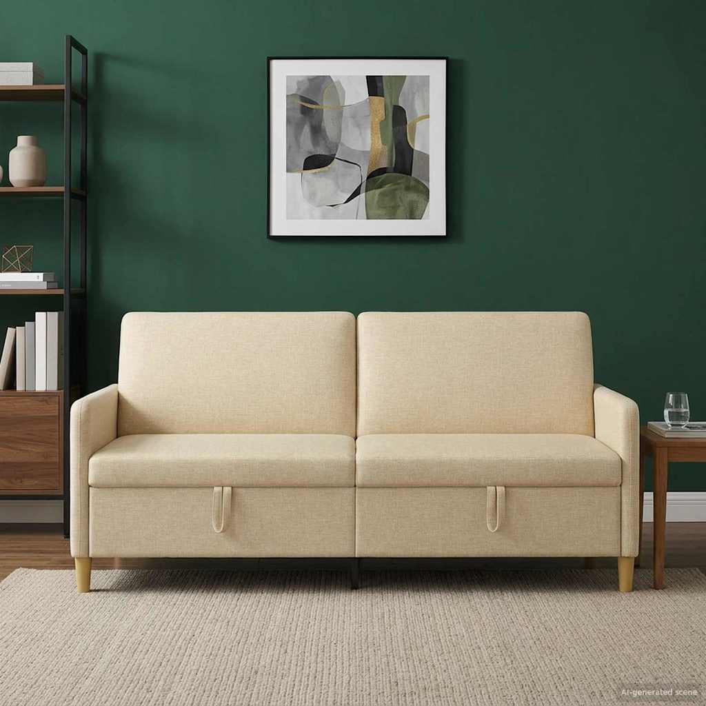 Vidaxl bank met opslag crèmekleurig 192 x 78 x 87 cm polyester