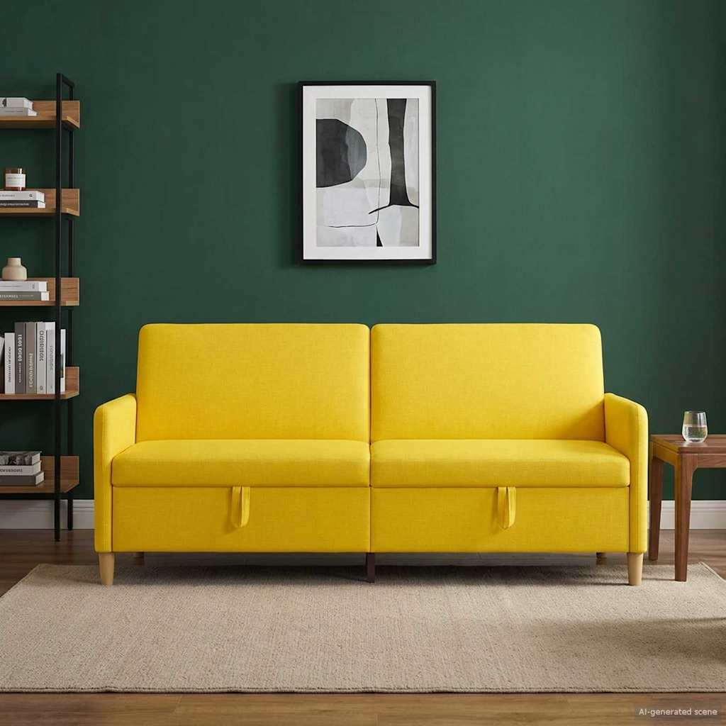 Vidaxl bank met opslag lichtgeel 192 x 78 x 87 cm polyester