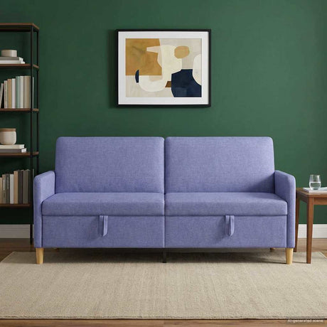Vidaxl bank met opslag jeans blauw 192 x 78 x 87 cm polyester