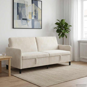 Vidaxl bank met opslag crèmekleurig 192 x 78 x 87 cm polyester