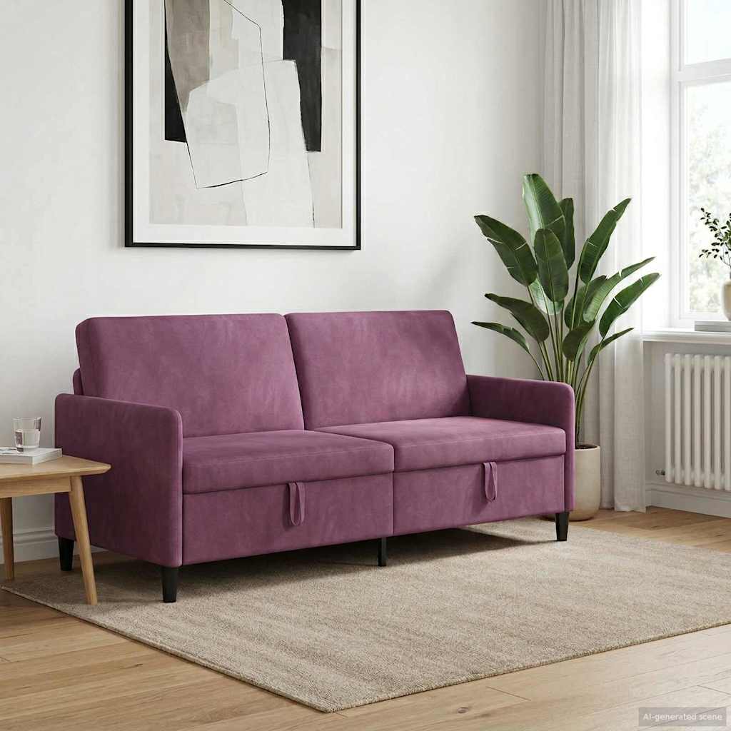 Vidaxl bank met opslag paars 192 x 78 x 87 cm polyester