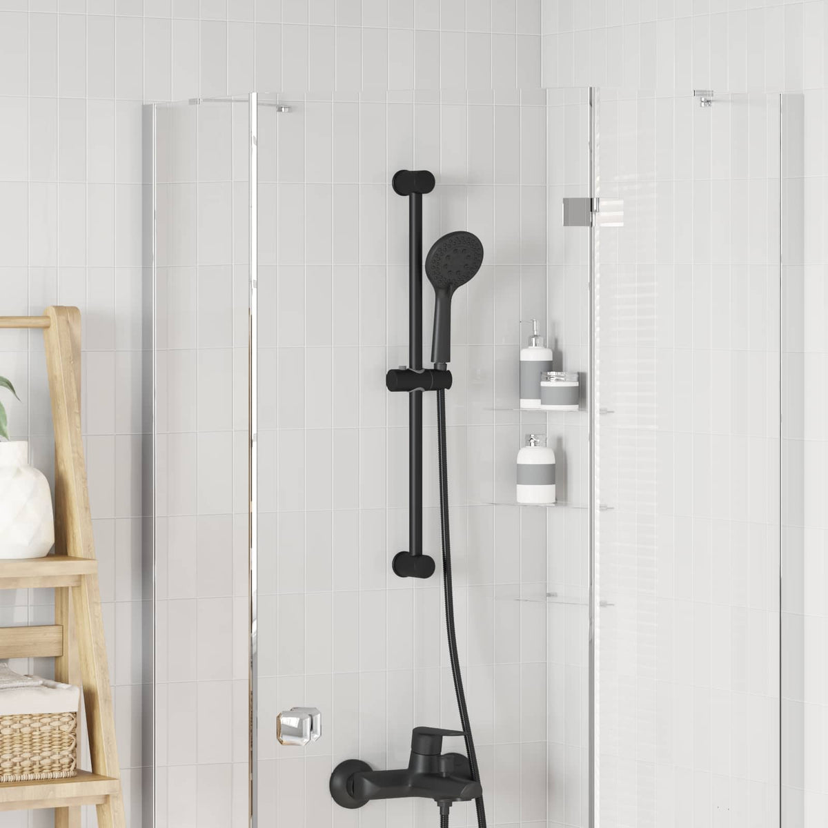 Vidaxl douchkop houder zwart 70 cm roestvrij staal