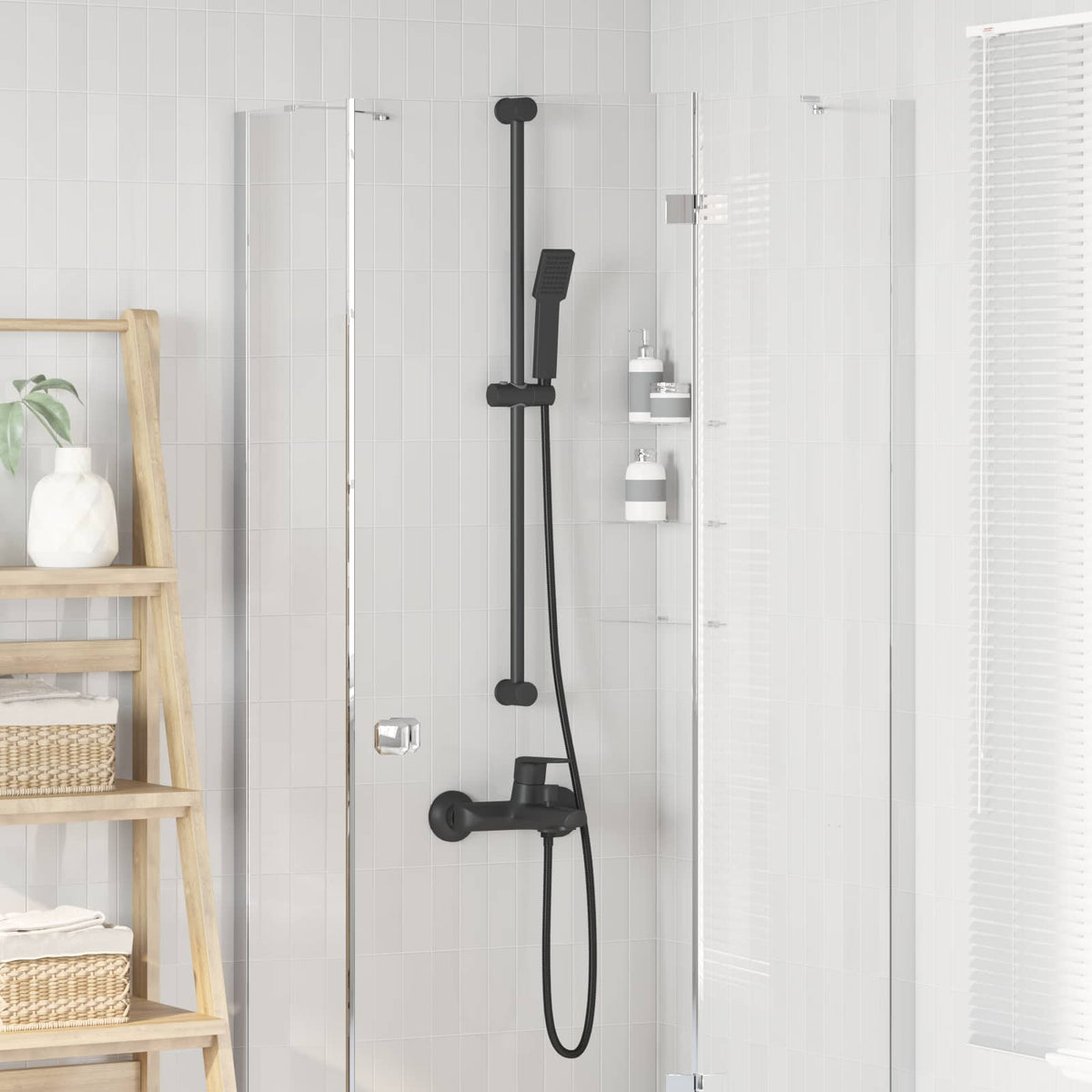 Vidaxl doucheset zwart 150 cm roestvrij staal