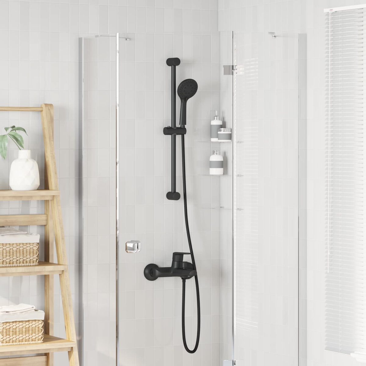 Vidaxl douchesysteem set zwart 70 cm roestvrij staal