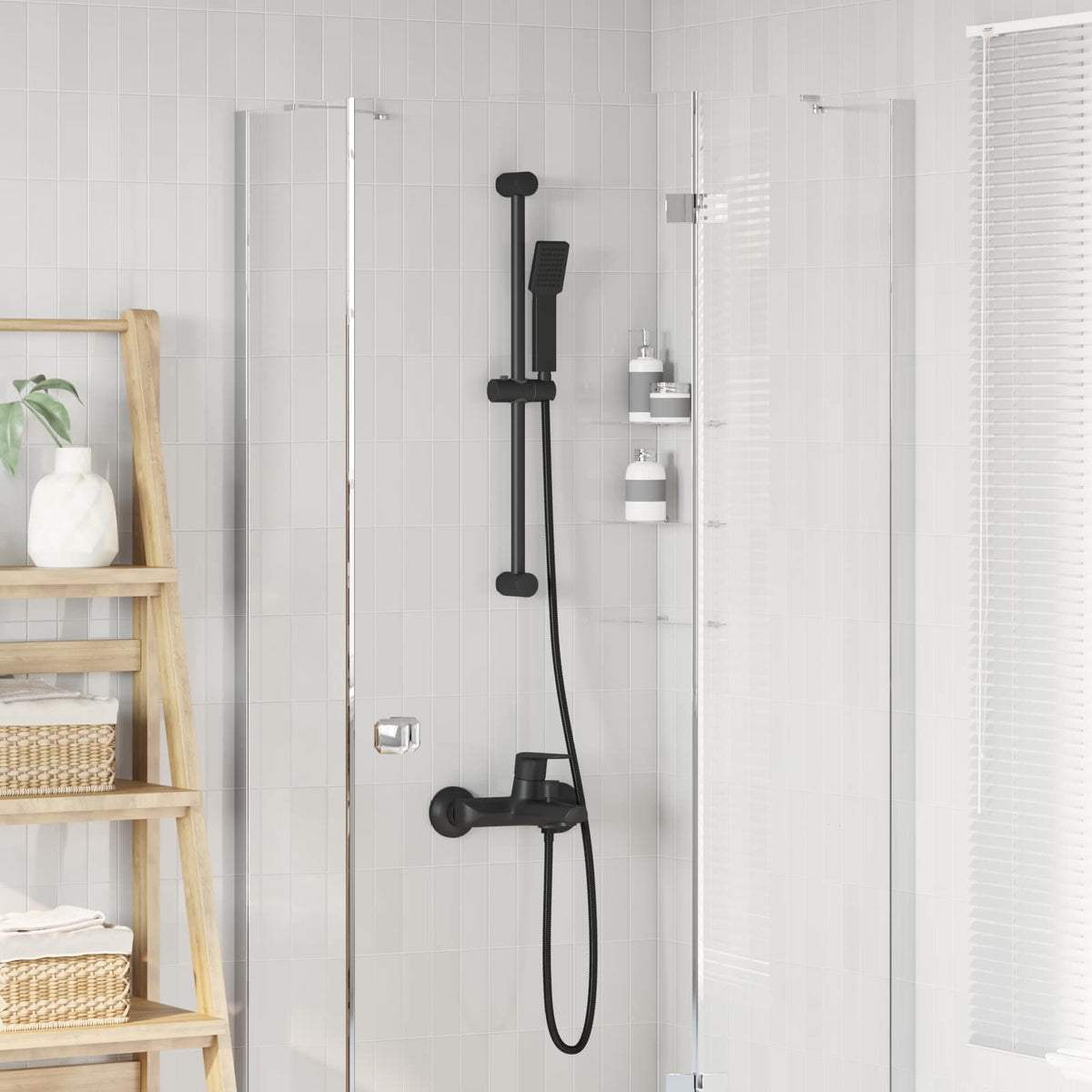 Vidaxl douchesysteem set zwart 70 cm roestvrij staal