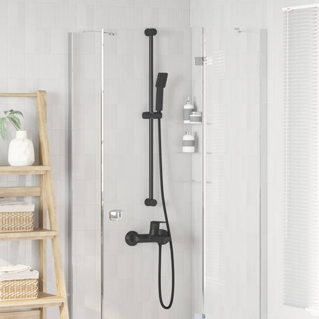 Vidaxl douchesysteem set zwart 100 cm roestvrij staal